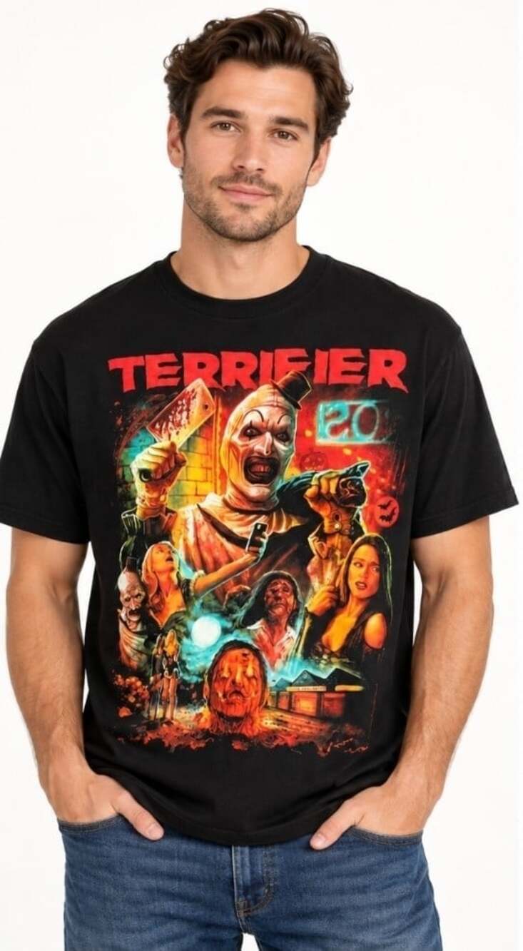 Terrifier Art the Clown Meat Cleaver Adult T-shirt Terror Threads New XL T110